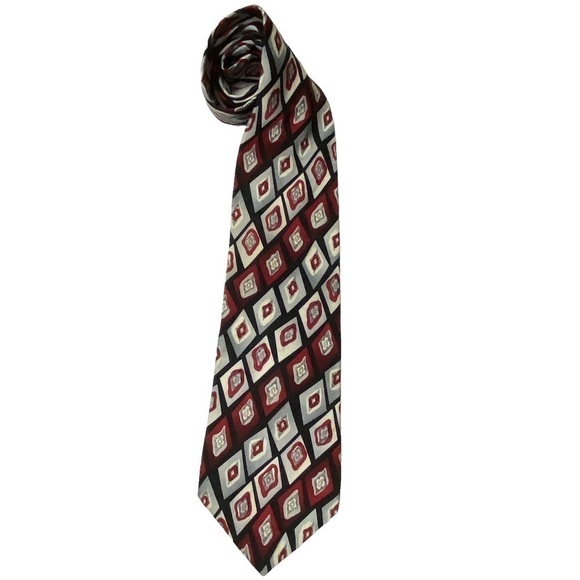 Pierre Cardin All Over Diamond Print Silk Tie - Picture 1 of 5